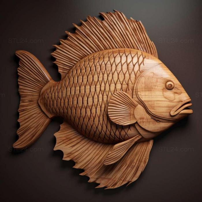 Nature and animals (Tilapia fish 1, NATURE_2693) 3D models for cnc